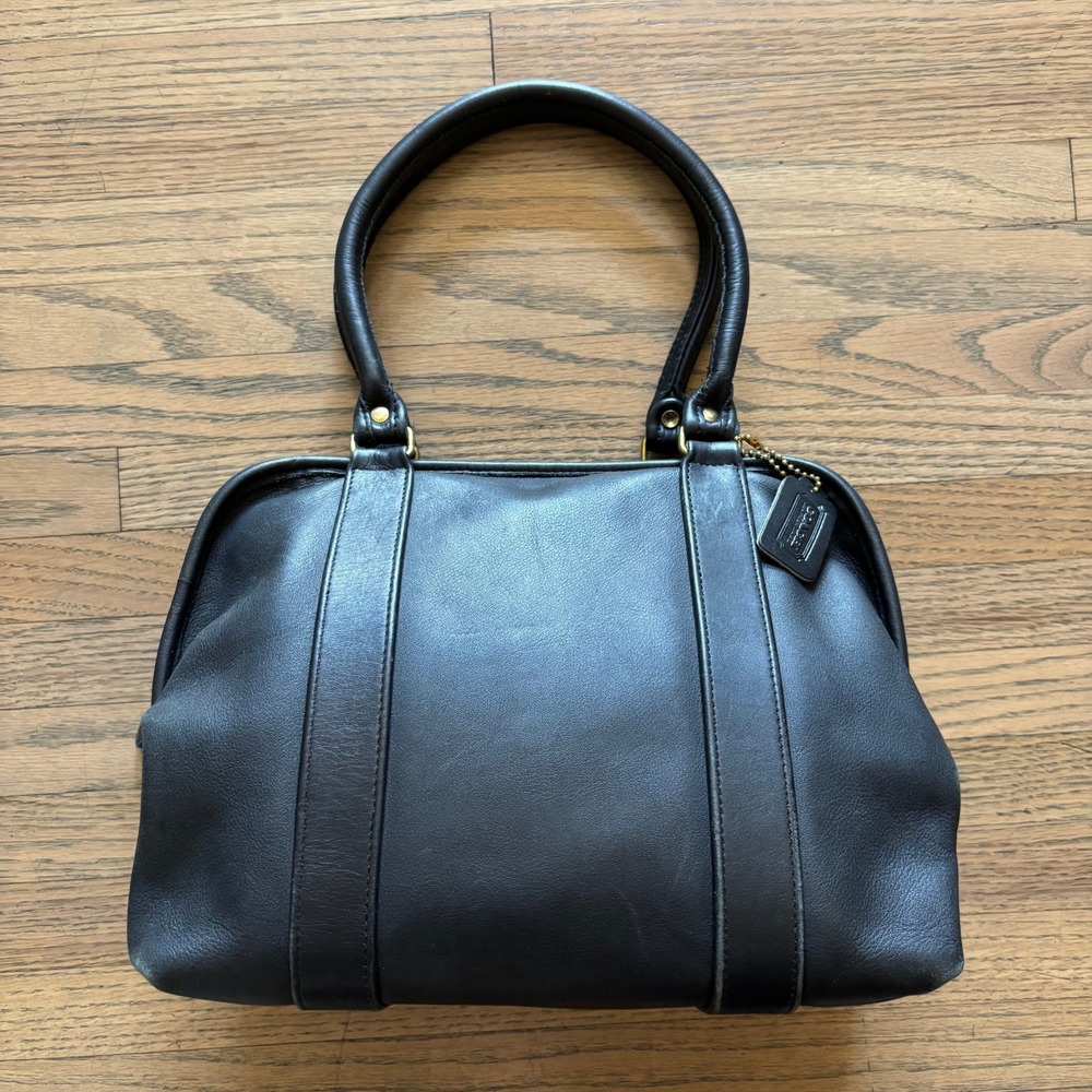 Coach Vintage Black Glove-tanned Leather Satchel Handbag 4055